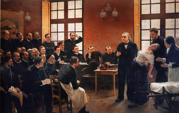 Charcot care demonstrează hipnoza pe un pacient isteric. André Brouillet / Wikimedia Commons